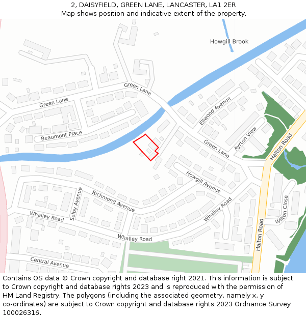 2, DAISYFIELD, GREEN LANE, LANCASTER, LA1 2ER: Location map and indicative extent of plot