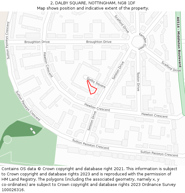 2, DALBY SQUARE, NOTTINGHAM, NG8 1DF: Location map and indicative extent of plot