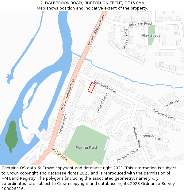 2, DALEBROOK ROAD, BURTON-ON-TRENT, DE15 0AA: Location map and indicative extent of plot