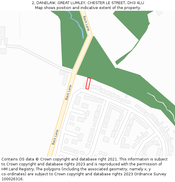 2, DANELAW, GREAT LUMLEY, CHESTER LE STREET, DH3 4LU: Location map and indicative extent of plot