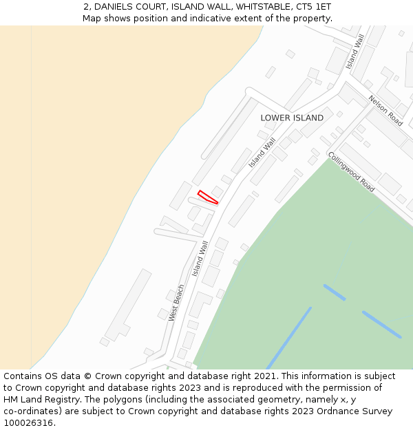 2, DANIELS COURT, ISLAND WALL, WHITSTABLE, CT5 1ET: Location map and indicative extent of plot