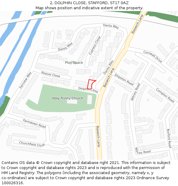 2, DOLPHIN CLOSE, STAFFORD, ST17 0AZ: Location map and indicative extent of plot
