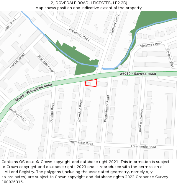 2, DOVEDALE ROAD, LEICESTER, LE2 2DJ: Location map and indicative extent of plot