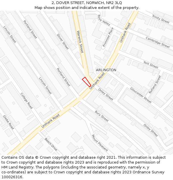 2, DOVER STREET, NORWICH, NR2 3LQ: Location map and indicative extent of plot