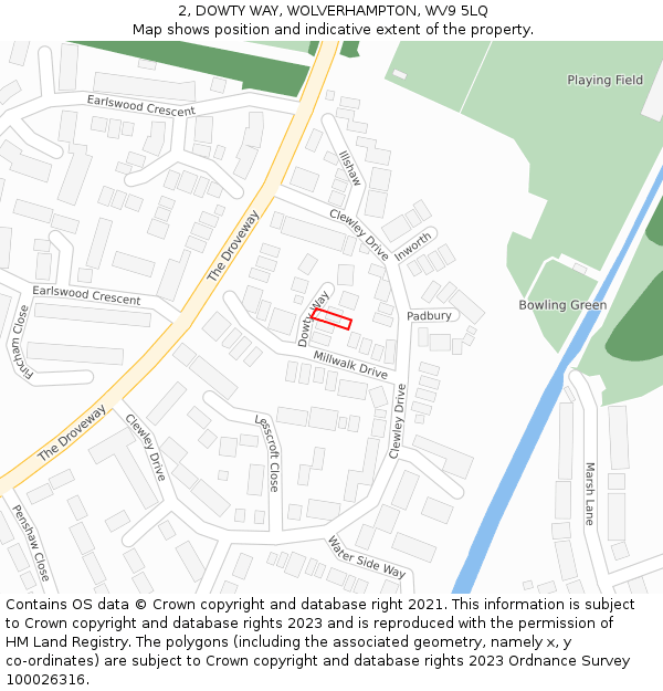 2, DOWTY WAY, WOLVERHAMPTON, WV9 5LQ: Location map and indicative extent of plot