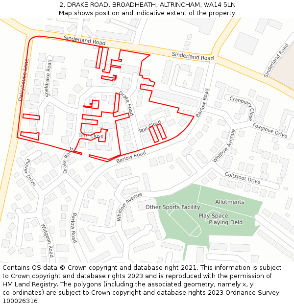2, DRAKE ROAD, BROADHEATH, ALTRINCHAM, WA14 5LN: Location map and indicative extent of plot