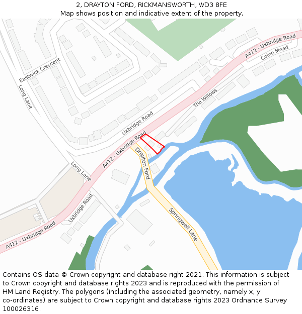 2, DRAYTON FORD, RICKMANSWORTH, WD3 8FE: Location map and indicative extent of plot