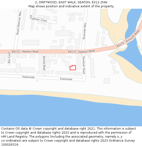 2, DRIFTWOOD, EAST WALK, SEATON, EX12 2NW: Location map and indicative extent of plot