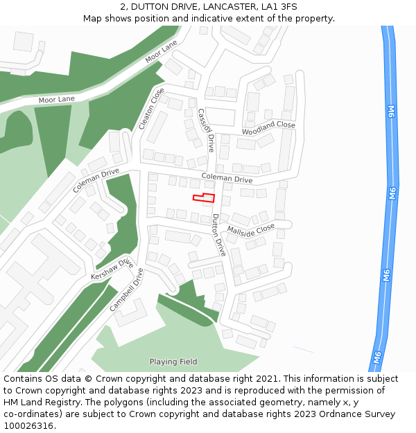 2, DUTTON DRIVE, LANCASTER, LA1 3FS: Location map and indicative extent of plot