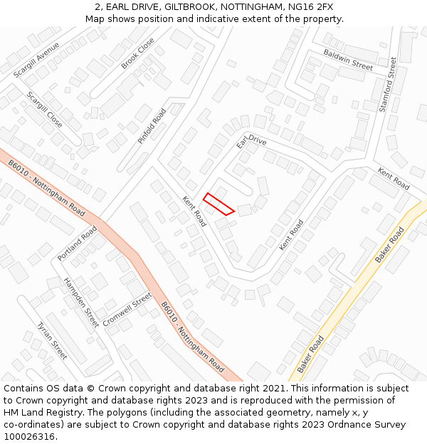2, EARL DRIVE, GILTBROOK, NOTTINGHAM, NG16 2FX: Location map and indicative extent of plot