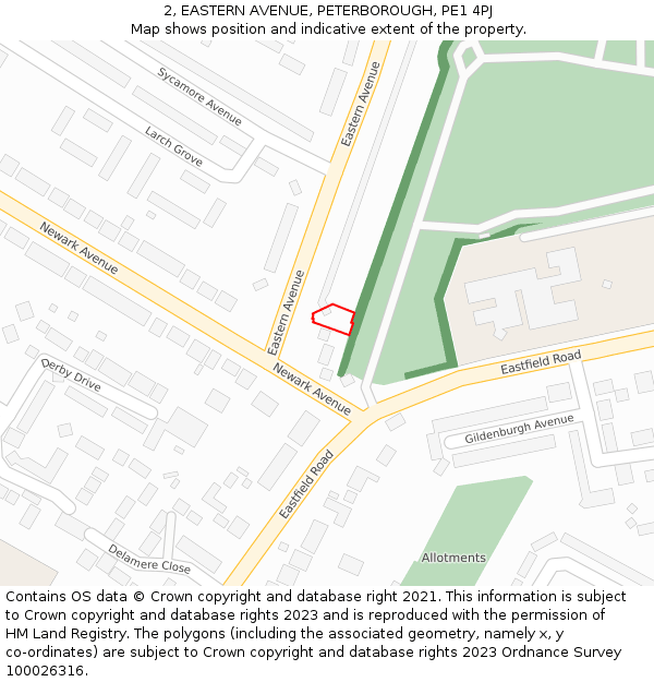 2, EASTERN AVENUE, PETERBOROUGH, PE1 4PJ: Location map and indicative extent of plot