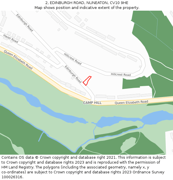 2, EDINBURGH ROAD, NUNEATON, CV10 9HE: Location map and indicative extent of plot