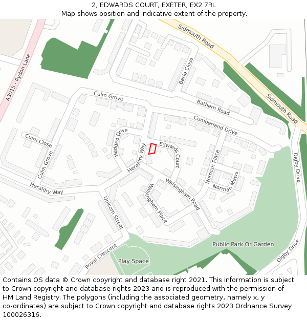 2, EDWARDS COURT, EXETER, EX2 7RL: Location map and indicative extent of plot