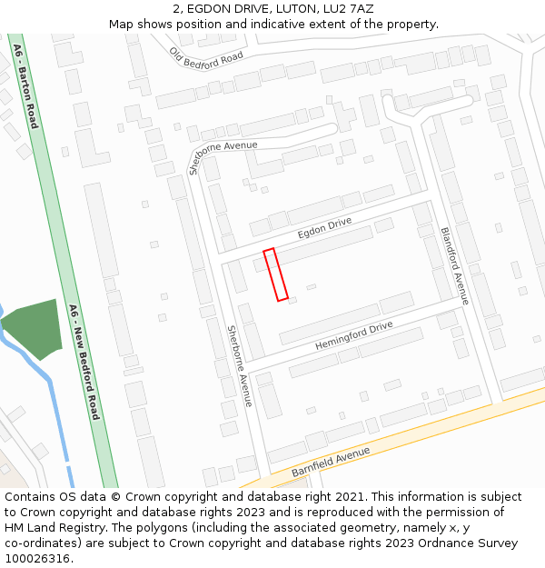 2, EGDON DRIVE, LUTON, LU2 7AZ: Location map and indicative extent of plot