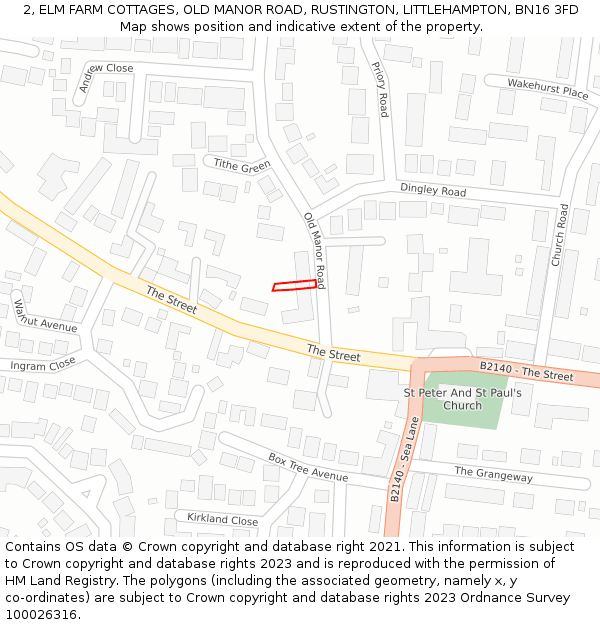 2, ELM FARM COTTAGES, OLD MANOR ROAD, RUSTINGTON, LITTLEHAMPTON, BN16 3FD: Location map and indicative extent of plot