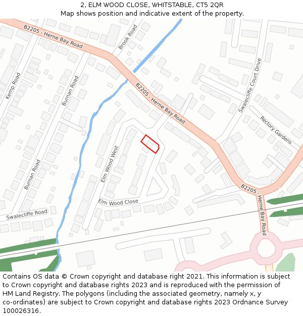 2, ELM WOOD CLOSE, WHITSTABLE, CT5 2QR: Location map and indicative extent of plot