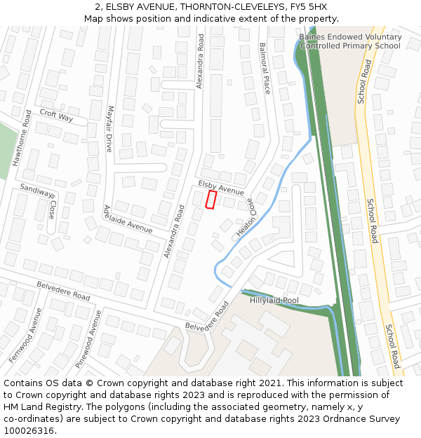 2, ELSBY AVENUE, THORNTON-CLEVELEYS, FY5 5HX: Location map and indicative extent of plot