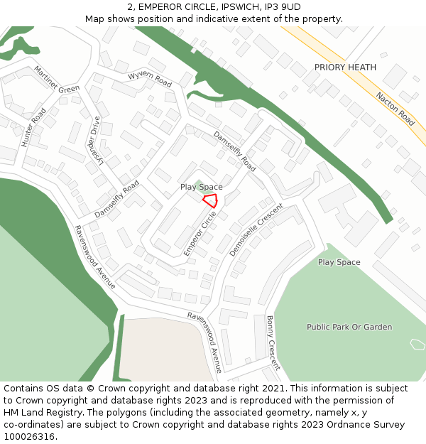 2, EMPEROR CIRCLE, IPSWICH, IP3 9UD: Location map and indicative extent of plot