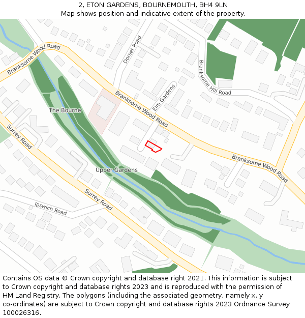 2, ETON GARDENS, BOURNEMOUTH, BH4 9LN: Location map and indicative extent of plot