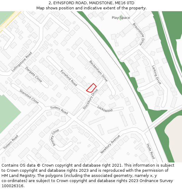 2, EYNSFORD ROAD, MAIDSTONE, ME16 0TD: Location map and indicative extent of plot