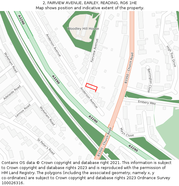 2, FAIRVIEW AVENUE, EARLEY, READING, RG6 1HE: Location map and indicative extent of plot