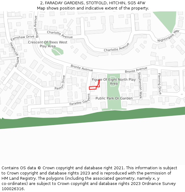 2, FARADAY GARDENS, STOTFOLD, HITCHIN, SG5 4FW: Location map and indicative extent of plot
