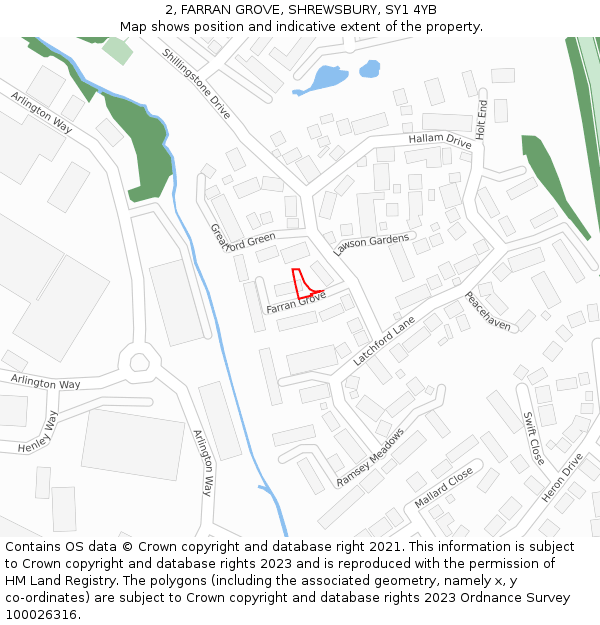 2, FARRAN GROVE, SHREWSBURY, SY1 4YB: Location map and indicative extent of plot