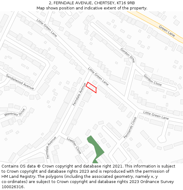 2, FERNDALE AVENUE, CHERTSEY, KT16 9RB: Location map and indicative extent of plot