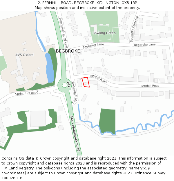 2, FERNHILL ROAD, BEGBROKE, KIDLINGTON, OX5 1RP: Location map and indicative extent of plot