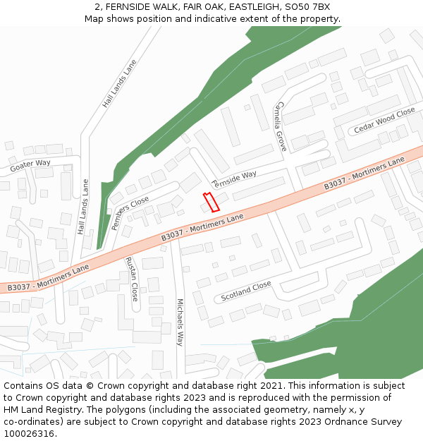 2, FERNSIDE WALK, FAIR OAK, EASTLEIGH, SO50 7BX: Location map and indicative extent of plot