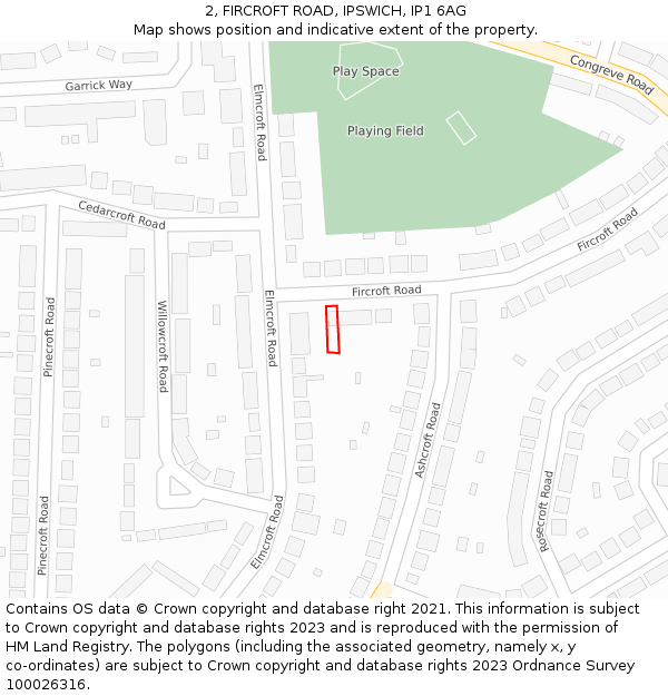 2, FIRCROFT ROAD, IPSWICH, IP1 6AG: Location map and indicative extent of plot