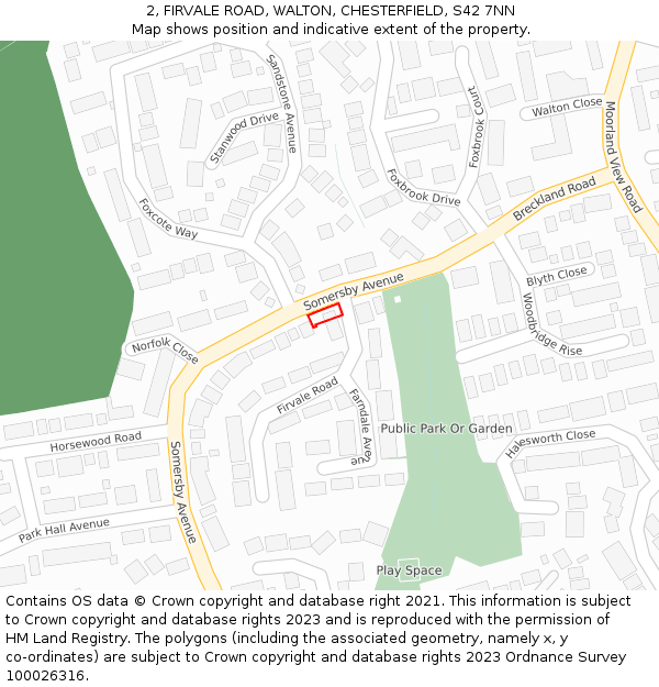 2, FIRVALE ROAD, WALTON, CHESTERFIELD, S42 7NN: Location map and indicative extent of plot