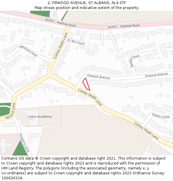 2, FIRWOOD AVENUE, ST ALBANS, AL4 0TF: Location map and indicative extent of plot