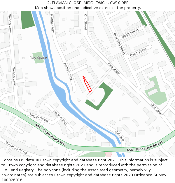 2, FLAVIAN CLOSE, MIDDLEWICH, CW10 9RE: Location map and indicative extent of plot