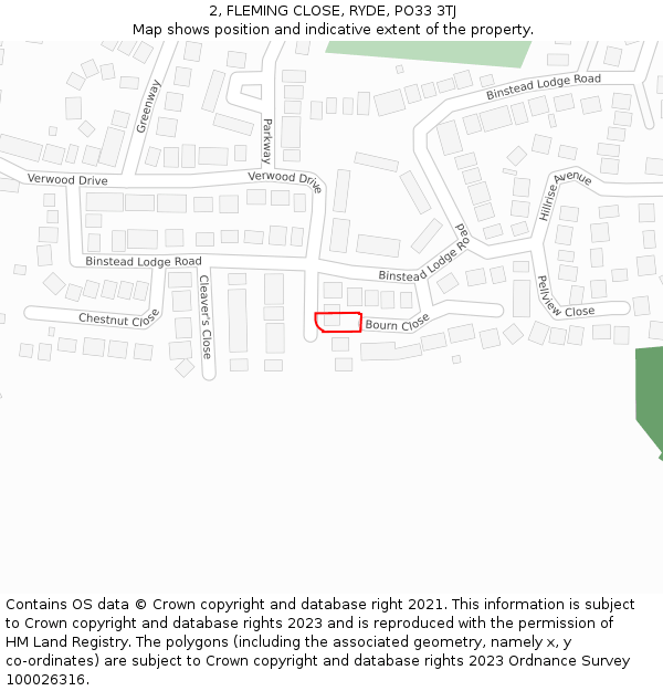 2, FLEMING CLOSE, RYDE, PO33 3TJ: Location map and indicative extent of plot