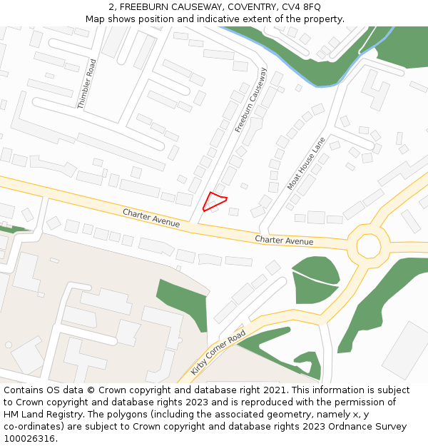 2, FREEBURN CAUSEWAY, COVENTRY, CV4 8FQ: Location map and indicative extent of plot