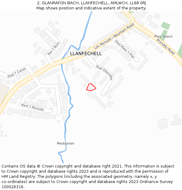 2, GLANRAFON BACH, LLANFECHELL, AMLWCH, LL68 0RJ: Location map and indicative extent of plot