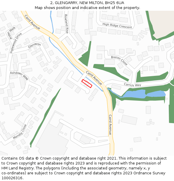 2, GLENGARRY, NEW MILTON, BH25 6UA: Location map and indicative extent of plot
