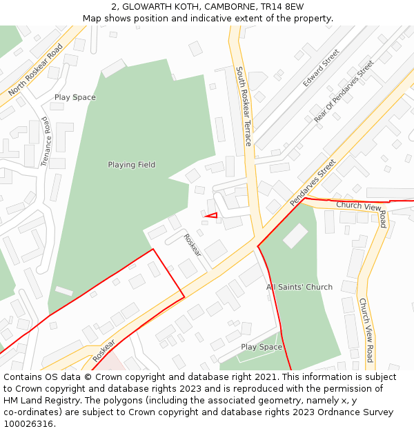2, GLOWARTH KOTH, CAMBORNE, TR14 8EW: Location map and indicative extent of plot