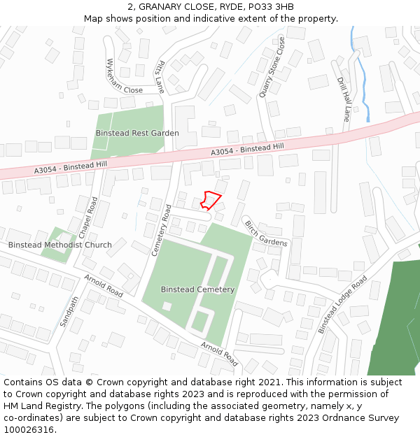 2, GRANARY CLOSE, RYDE, PO33 3HB: Location map and indicative extent of plot