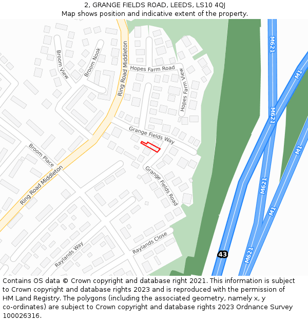 2, GRANGE FIELDS ROAD, LEEDS, LS10 4QJ: Location map and indicative extent of plot