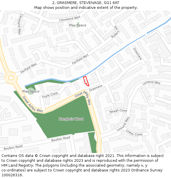 2, GRASMERE, STEVENAGE, SG1 6AT: Location map and indicative extent of plot