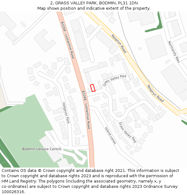 2, GRASS VALLEY PARK, BODMIN, PL31 1DN: Location map and indicative extent of plot