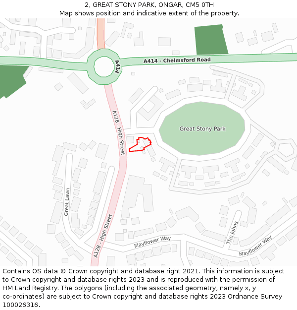 2, GREAT STONY PARK, ONGAR, CM5 0TH: Location map and indicative extent of plot