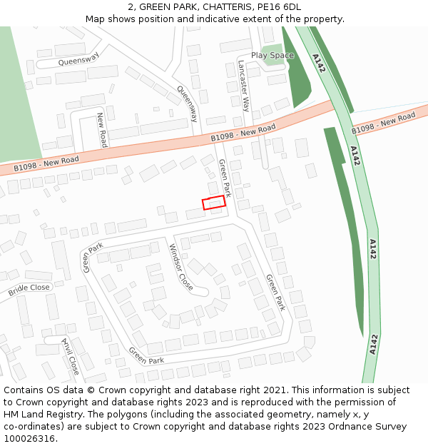 2, GREEN PARK, CHATTERIS, PE16 6DL: Location map and indicative extent of plot