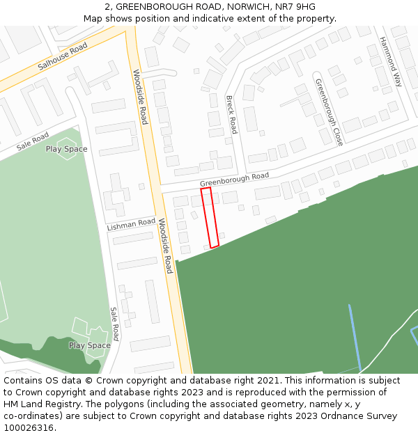 2, GREENBOROUGH ROAD, NORWICH, NR7 9HG: Location map and indicative extent of plot
