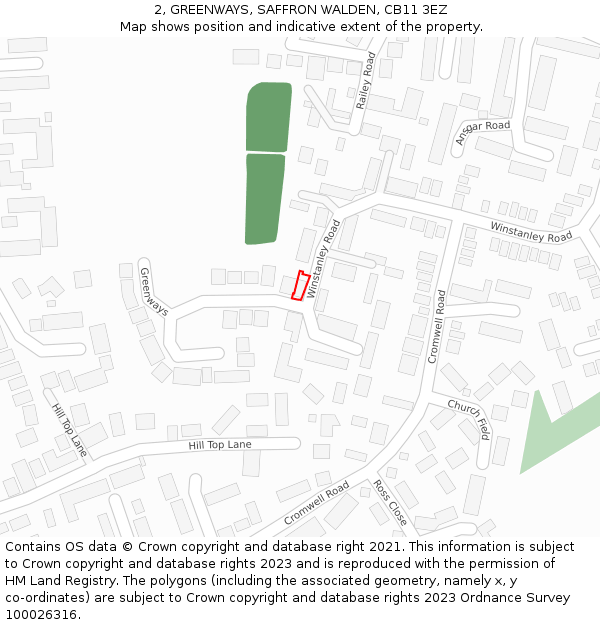 2, GREENWAYS, SAFFRON WALDEN, CB11 3EZ: Location map and indicative extent of plot