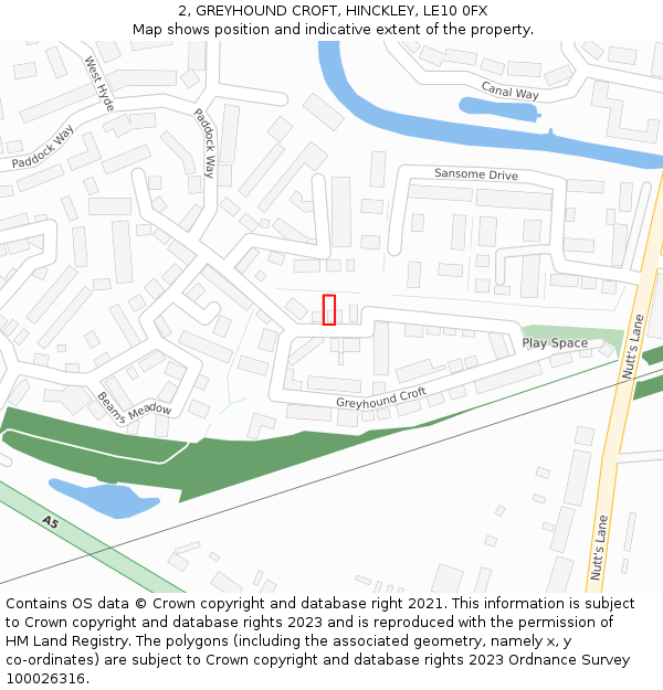 2, GREYHOUND CROFT, HINCKLEY, LE10 0FX: Location map and indicative extent of plot