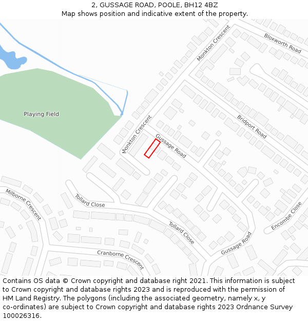 2, GUSSAGE ROAD, POOLE, BH12 4BZ: Location map and indicative extent of plot