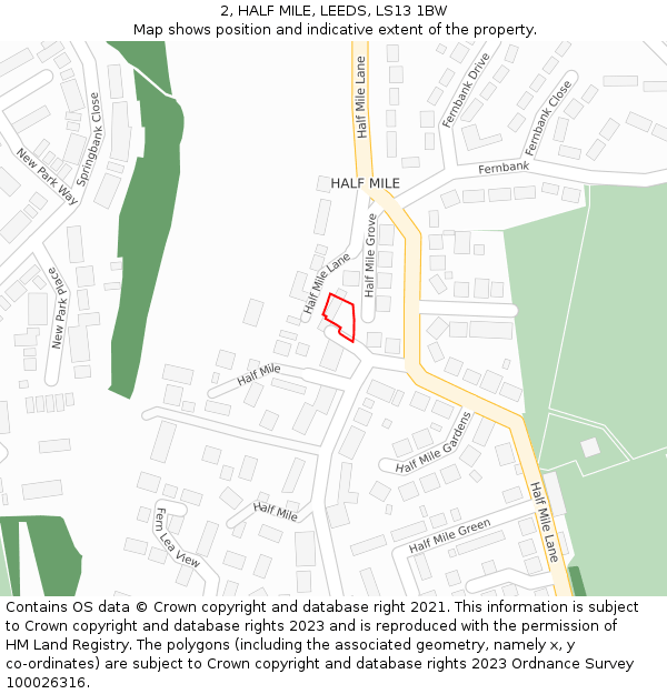 2, HALF MILE, LEEDS, LS13 1BW: Location map and indicative extent of plot